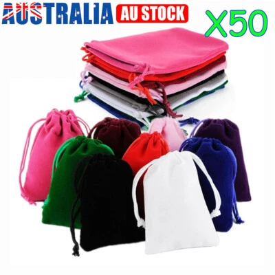 50X Small Velvet Cloth Drawstring Bag Gift Bags Jewelry Pouch Earring Ring Favor - image 1 of 4