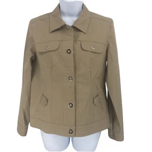 Christopher Banks Tan Military Utility Snap Front Stretch Jacket Women’s Size S - Picture 1 of 12