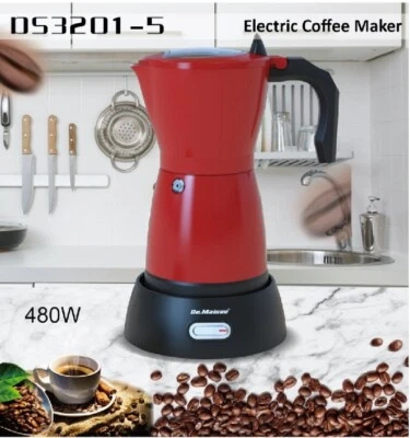 DE MAISON 💚MACCHINA DA CAFFÈ 6 TAZZE ELETTRICA CAFFETTIERA 300 ML 450 W MOKA ROSSA - NERO