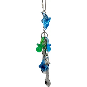 1051 Double Dolphin Paci Spooner - Handcrafted Delightful Jingling Bird Cage Toy - Imagen 1 de 7