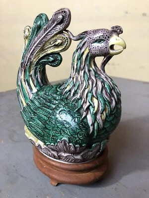 Antigua tetera china Phoenix con soporte de madera Tao Kuang 1821 - 1850 Foto 1 de 3