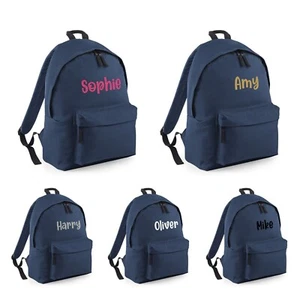 Personalised School Backpack Bag Kids Any Name Text Girls Boys Rucksack PE Kit - Picture 1 of 48