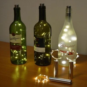 1-10x Wine Bottle Fairy String Lights 20 LED Battery Cork For Party Xmas Wedding - Picture 1 of 15