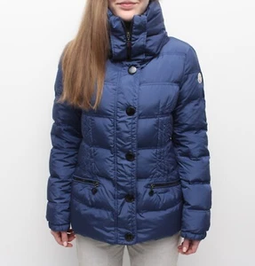 Women's MONCLER Vosges Down Puffer Jacket Coat Full Zip Size 3 ~M Blue - Picture 1 of 15
