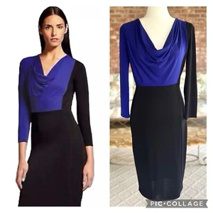 Narcisco Rodriguez Design Nation Black Purple Draped Neck Pencil Dress XS - Picture 1 of 20