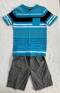 Boys Outfit ~ Size 7/8 ~ Hawk & Carters ~ Aqua & Gray - Picture 1 of 4