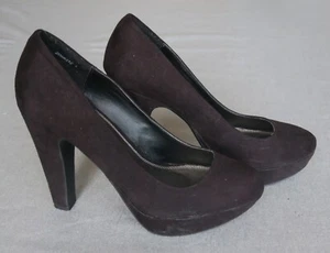 New Look Black Suedette Platform Heels Size UK 7 Heel 5 Inch - Picture 1 of 5