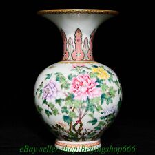 12" Qianlong Marked Chinese Colour enamels Porcelain Flower Zun Bottle Vase