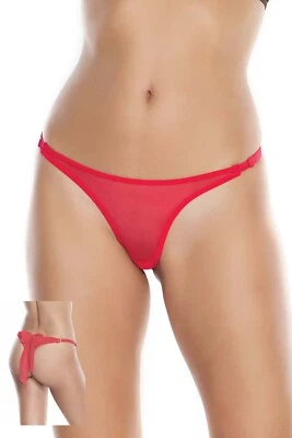 Tanga para mujer de nailon rojo con lazo trasero panty talla única Foto 1 de 4