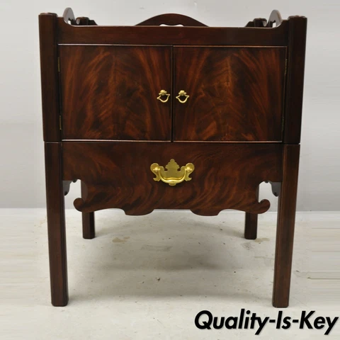 Baker Furniture English Georgian Mahogany End Table Washstand Nightstand Cabinet Cover