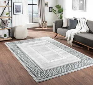 Rug Runner Silver Grey Small Large All Floors High Quality Modern Greek Design - Picture 1 of 1