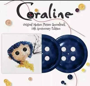 Coraline Soundtrack 15th Anniversary Mondo Black Button Disc Vinyl SHIPS FREE - Picture 1 of 3