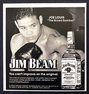 1974 Champion Boxer Joe Louis photo Jim Beam Whiskey "The Brown Bomber" print ad - Picture 1 of 1