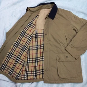 Vintage Burberry Overcoat Winter Jacket Beige Nova Check Wool Lined Mens Size XL - Picture 1 of 15