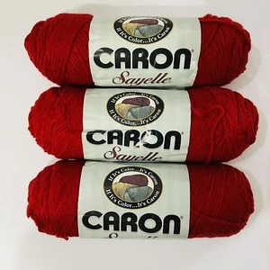 Caron Sayelle Yarn #326 "Scarlet", 3.5oz, 4 Ply, Lot 3 Skein - Picture 1 of 7
