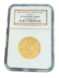 South Africa 2007 Gold 1/2 oz 50 Rand NGC PF70UC Natura Series - Eland - Picture 1 of 2