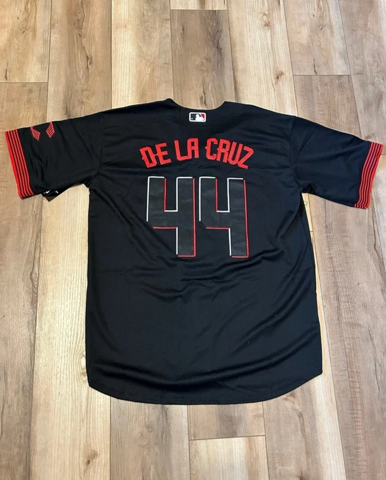 Jersey Elly De La Cruz #44 City Cincinnati Reds Negro Juvenil Medio Cosido Foto 1 de 2