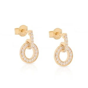 Pendientes geométricos de círculo abierto de diamantes creados en laboratorio de oro de 14 quilates de 0,44 quilates - Imagen 1 de 7