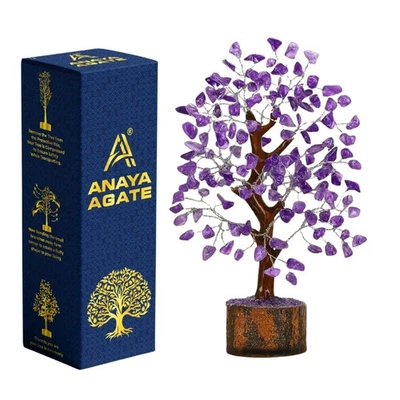 Árbol de la Vida Cristal Amatista Ágata Anaya - Bonsái Curativo Hecho a Mano Púrpura Tr... Foto 1 de 4