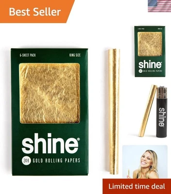 Plant Based 24K Gold King Size Rolling Papers - 6 Pack - Image 1 of 4