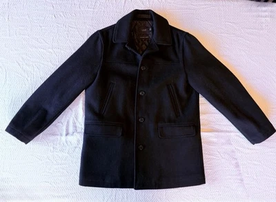 J. Chaqueta Abrigo Universitario Crew Hombre 100% Lana Negra Talla M Thinsulate Foto 1 de 4