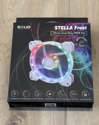 GELID Solutions STELLA Frost 120mm Dual Ring ARGB Case Fan - White - Image 1 of 2
