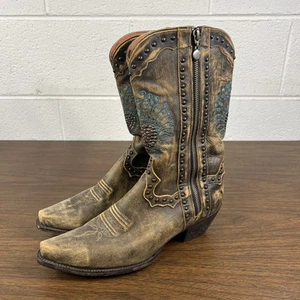 Dan Post Womens Heart Breaker 10 M Leather BLUE BIRD Western Boots Brown DP3441 - Picture 1 of 9