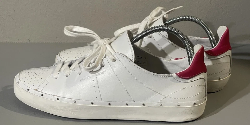 Zapatillas Mujer Rebecca Minkoff Italia Cuero Tachonado Acentos Blanco Rosa S 10 Foto 1 de 4