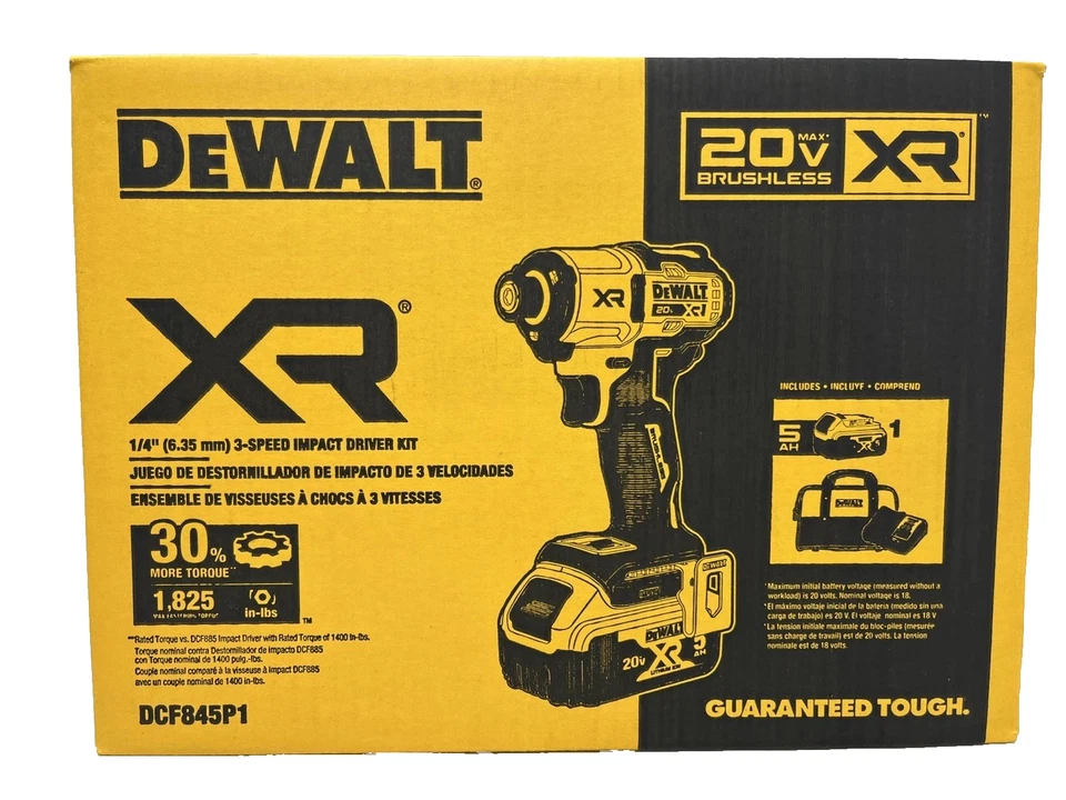 DEWALT DCF845P1 20V MAX XR Brushless Cordless 3-Speed 1/4-in Impact Driver Kit - Image 1 of 1