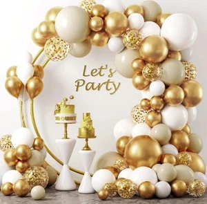 102PCS Balloon Arch Kit Gold Silver White Party Garland Wedding Decorations - Picture 1 of 7
