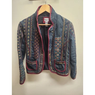 Chaqueta Vaquera Chicos Bordada Con Cuentas Adornada Estrás Estrás Talla M Foto 1 de 4