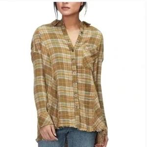 Free People Juniper Ridge olivgrün karierter Flanell - Bild 1 von 7