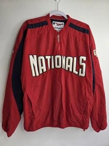 MLB Washington Nationals Authentic Med Windbreaker Jacket Majestic 1/4 Zip - Picture 1 of 8
