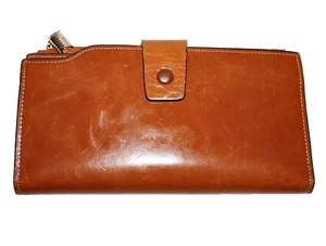 ARTISAN CUSTOM CRAFTED Ginger Tan Leather Bifold Wallet 4 x 7.5 - Picture 1 of 7