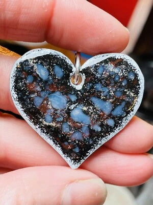 Colgante Corazón Artesanal Vidrio Esmaltado Corazón Colgante Vidrio Corazón Colgante en Cobre Foto 1 de 4