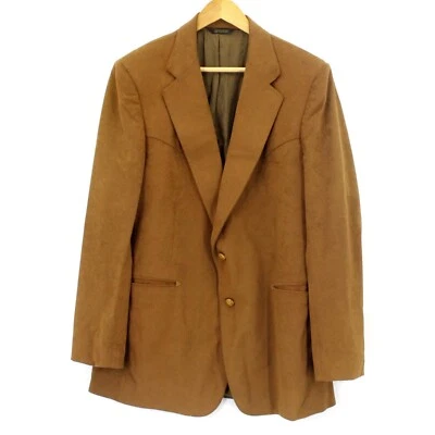 复古 Fioravanti By Brookfield 衣服麂皮绒西部棕色西装外套 L/XL 码 — 第 1/4 张图片