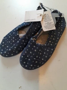 Girls Slippers Navy Blue Denim Stars Size 3 Pumkin Patch Dance Academy BNWT - Picture 1 of 10