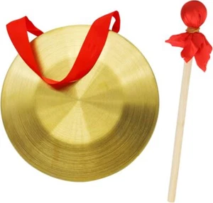 GTHER 15cm 5.9in Chinese Traditional Percussion Instrument Gong with Wooden & - Picture 1 of 1