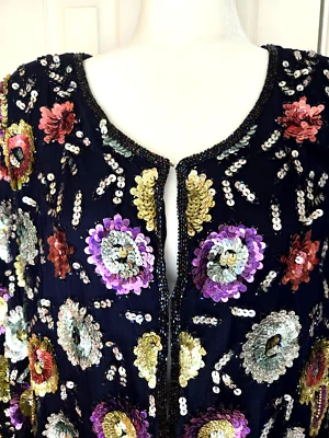 VTG Silhouettes Women's Heavily Sequin Beaded Evening Jacket Size 1X Party - Image 1 of 4