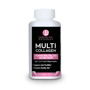 Genceutic Naturals Multi Collagen Capsules Types I, II, III, V & X - 120 Veg - Picture 1 of 7