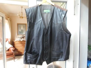 GILET MENS soft genuine Leather SIZE 48 chest BLACK - Picture 1 of 3