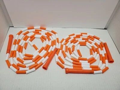 2--Champion Sports 10'corda de salto de plástico com miçangas - 10 pés de comprimento - Laranja e branco  - Imagem 1 de 2