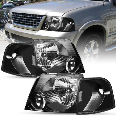Faros negros + luces de señalización de esquina L + R para Ford Explorer 2002 2003 2004 2005 Foto 1 de 4