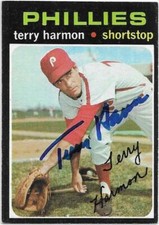 TERRY HARMON Autographed Signed 1971 Topps card Philadelphia Phillies COA 