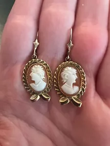 Antique Vintage Cameo Earrings - Picture 1 of 3