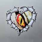 Angry Monster Evil Eye Heart Ripped Metal Vinyl Sticker Decal 107x102mm