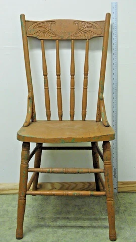 Press Back Dining Cottage Vanity Chair Floral Distressed Orange Green Nouveau Cover