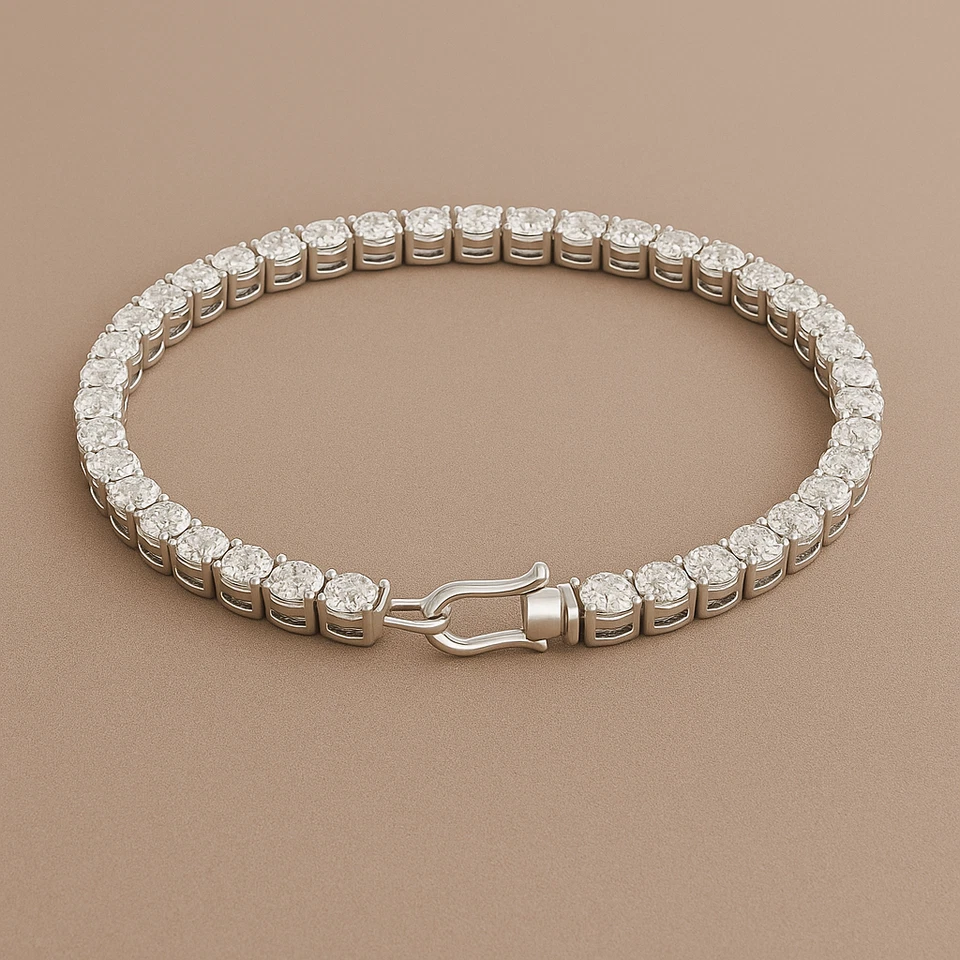 "7,00 ct zertifiziertes natürliches Diamant Armband 925 Sterling Silber, behandelt" - Bild 1 von 1