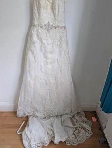 Sottero Midgley Ivory Lace Beaded Strapless Mermaid Wedding Dress Size 10 (T35) - Picture 1 of 14