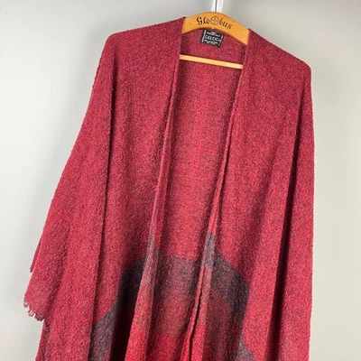 Suéter irlandés celta Kerry Woolen Mills chal envolvente mezcla de lana rojo borgoña acogedor Foto 1 de 4